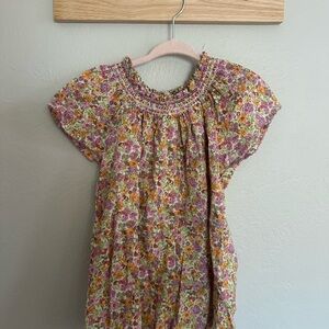 Smocked Floral Girls' Romper in Pink & Yellow 18/24m